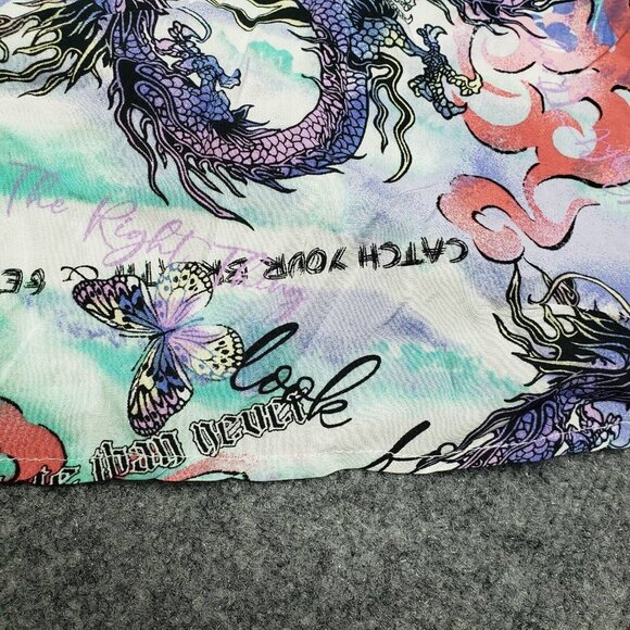 Rue21 Shorts Womens Plus 2X Multicolor Dragon Butterfly High Rise Pull On New - Picture 3 of 11